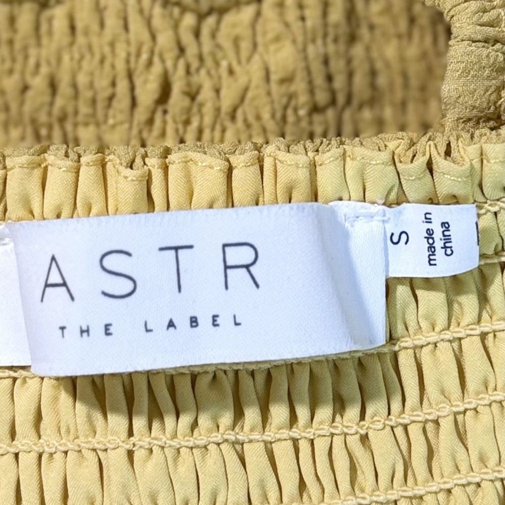 ASTR The Label Womens Dress S Butter Yellow Puff Sleeve Mini Fit Flare Coquette - Picture 5 of 9